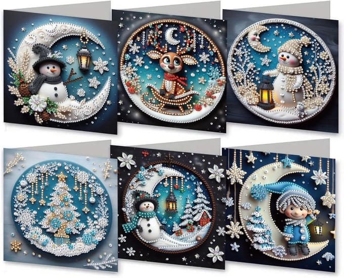DIY Diamant Schilderen Kerstkaarten Set Compleet met Enveloppen