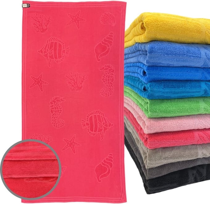 iSleep Strandlaken Schelp - 100% Katoen - Extra Groot - 100x200 cm - Cherise
