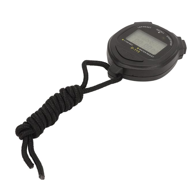 Digitale Stopwatch 60 Rondes Geheugen Split Sport Timer Waterdicht met Lanyard Datum Tijd Alarm voor black