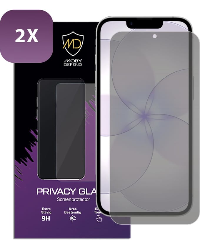 2-Pack MobyDefend Screenprotectors - Geschikt voor iPhone 17e - Matte Privacy Glass Screensavers