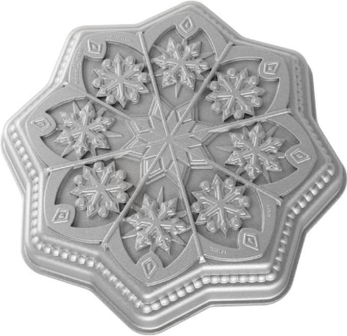Bakvorm "Sweet Snowflakes Shortbread Pan" - Nordic Ware | Sparkling Silver Holiday