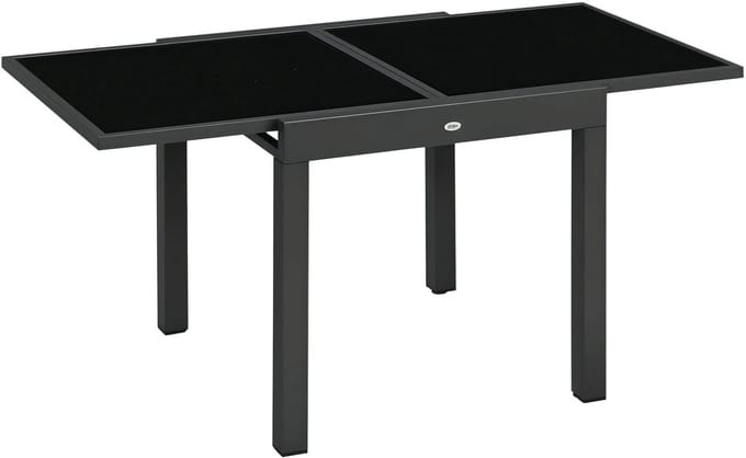 Bresht Uitschuifbare Tuintafel - Uitschuifbaar tafelblad - Voor dagelijks buitengebruik - Zwart - Aluminium - 160 × 80 × 75 cm