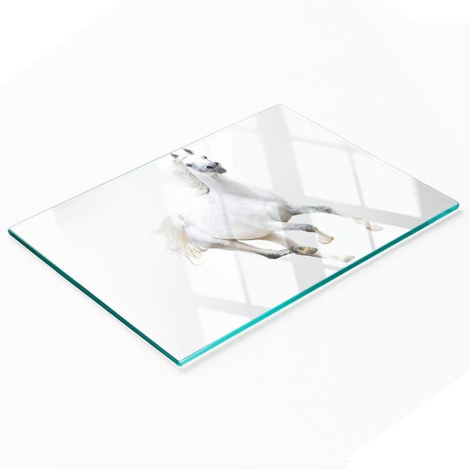 Multifunctionele decoratieve glazen keukenplank met Arabisch paard, 80x52 cm