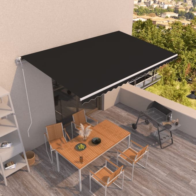 vidaXL - Luifel - automatisch - uittrekbaar - 500x350 - cm - antracietkleurig