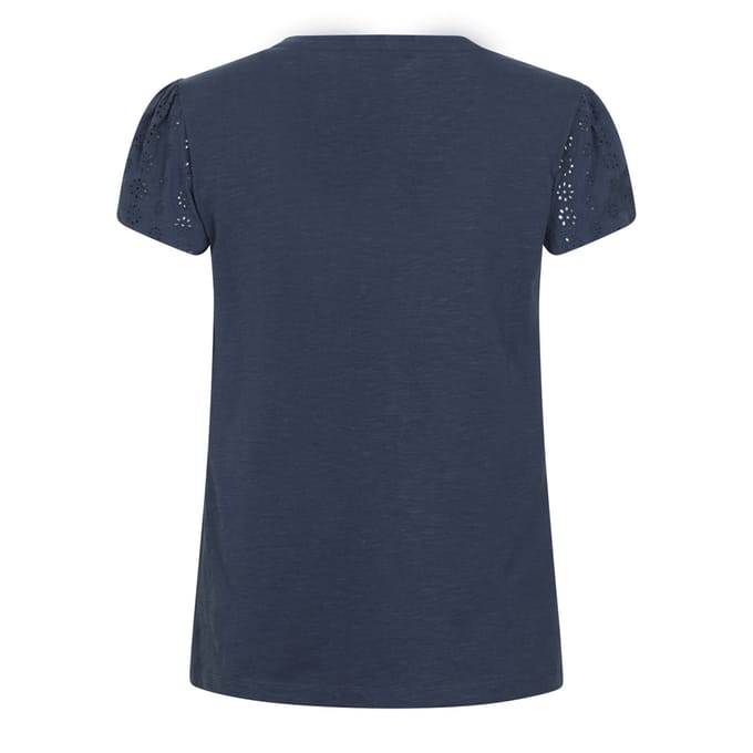 Mountain Warehouse Dames Malaga Broderie Mouw T-Shirt (Navy)
