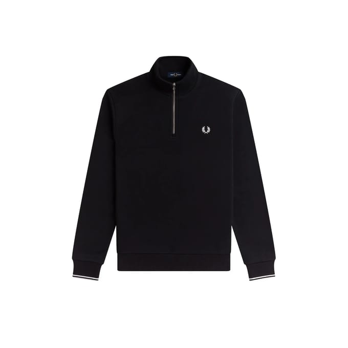 Fred Perry Half Zip Trui Zwart - Maat M - Heren - Schipperstrui