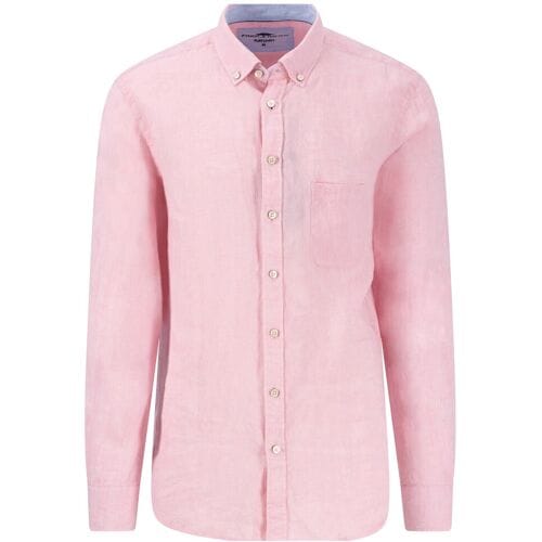Fynch-Hatton Overhemd Uni Color Premium Linnen Button-Down Peony / male