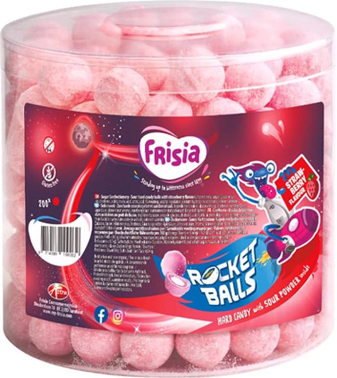 Frisia - Rocket Balls Aardbei - 200 stuks