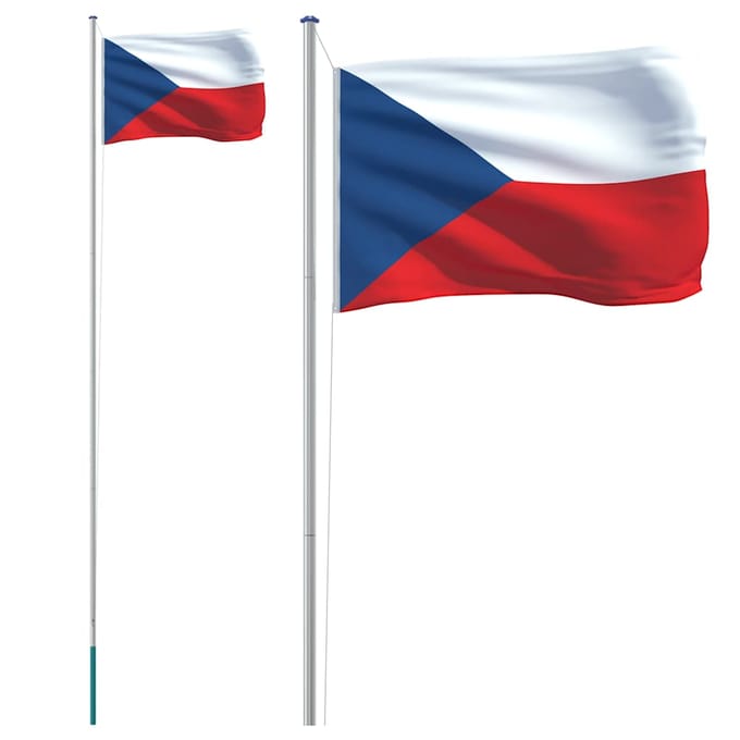 vidaXL - Vlag - met - vlaggenmast - Tsjechië - 6,08 - m - aluminium