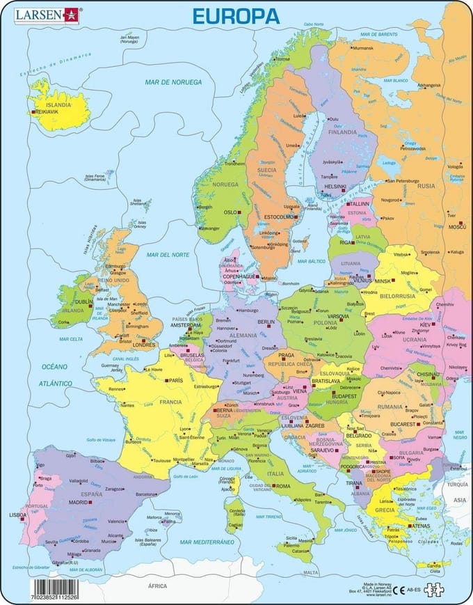 Educatieve Puzzelkaart van Europa met 37 Stukken voor Kinderen