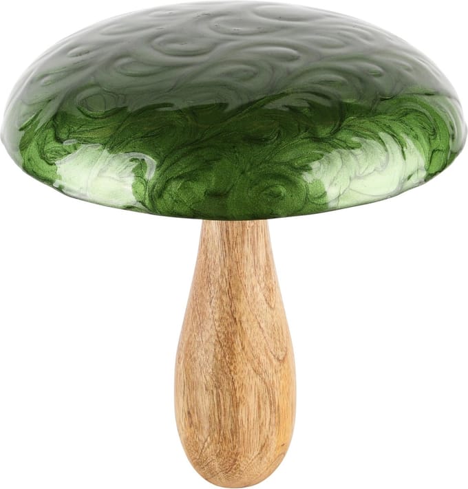 Dekoratief | Paddenstoel 'Blurry Green', hout/enamel, 21x21x23cm | A248347