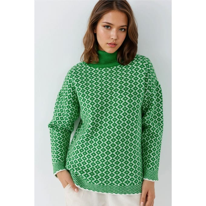 Lange Coltrui met Geometrisch Patroon en Ribbels