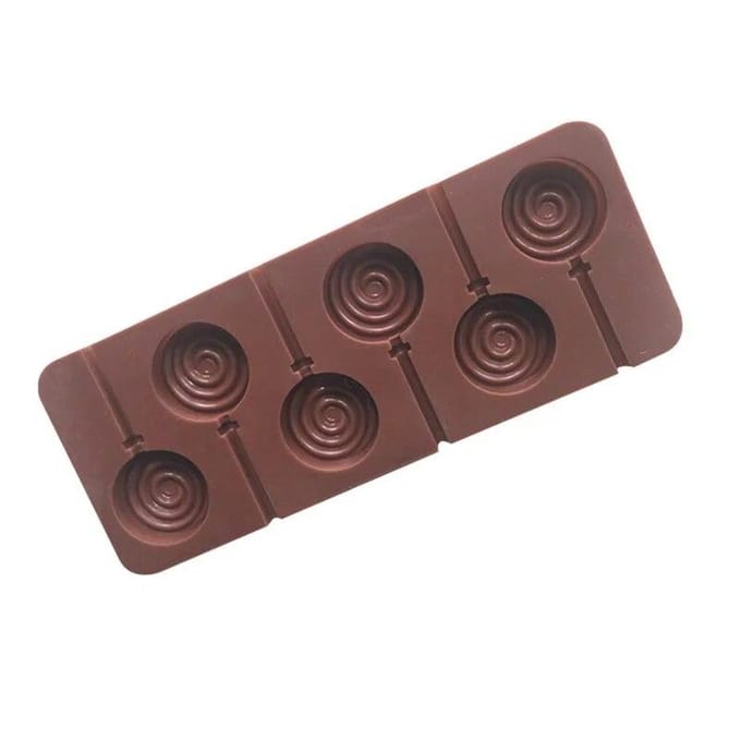 Moule à sucettes en silicone rond réutilisable, mignon, fleur, gelée, bonbons, chocolat, ustensiles de cuisson, outils de décoration de gâteaux marron