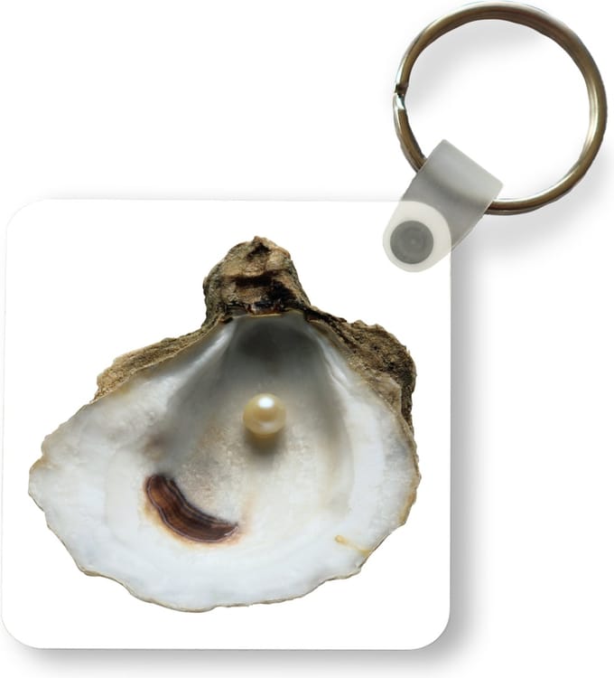 Sleutelhanger - Uitdeelcadeautjes - Een parel in een oester - Plastic
