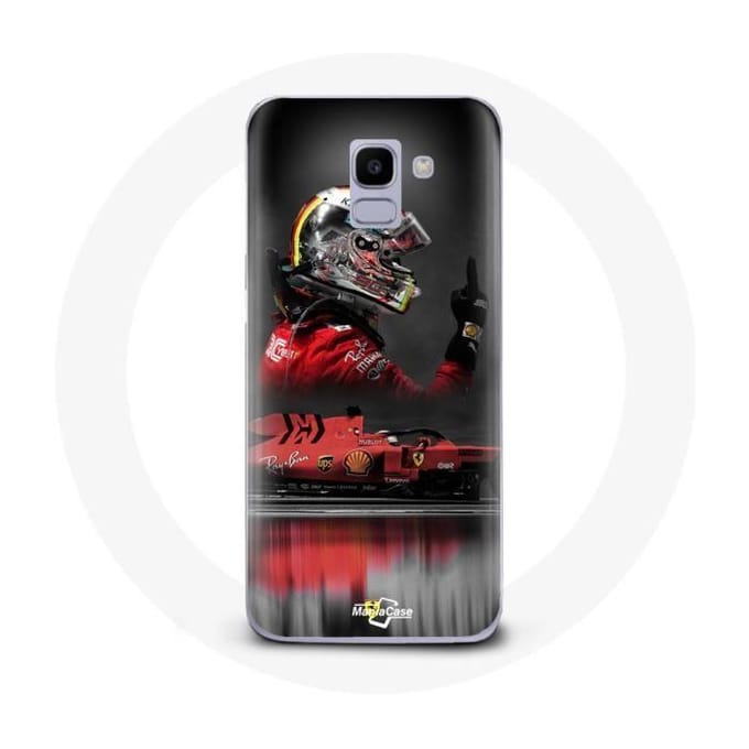 Coque pour Samsung Galaxy A8 2018 Formule 1 Sebastian Vettel Pilote automobile F1 Rouge