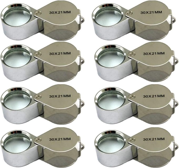 Mini Vergrootglas Set - 8 Stuks 30x Vergroting voor Sieraden en Antiek
