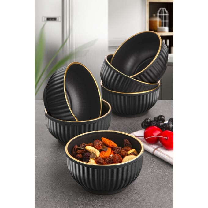 Asir - Dinerset - eetset - servies (6 stuks) – Zwart