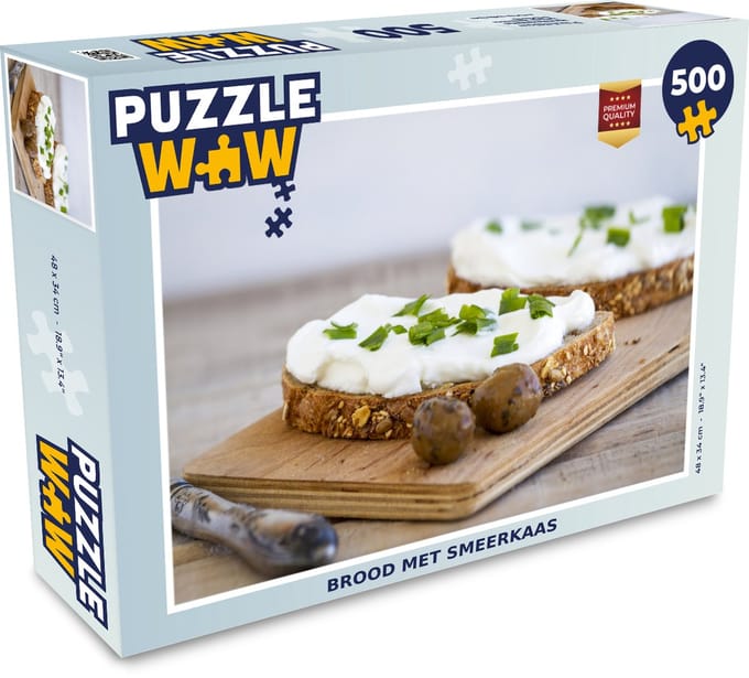 Puzzel Brood met smeerkaas - Legpuzzel - Puzzel 500 stukjes