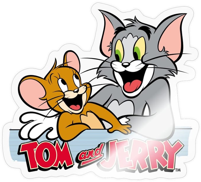 Tom En Jerry Vrienden Sticker maat S (10 x 10 cm)