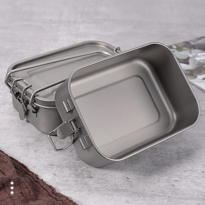 Camping Bento Box Titanium Bento Box Outdoor 800ml Lunchbox Rechthoekige Voedselcontainer Ti88 white