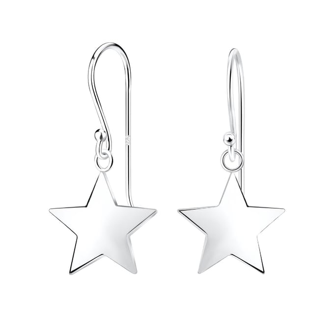 Joy|S - Zilveren ster oorbellen - ster 11 mm - oorhangers