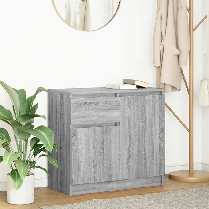 vidaXL - Dressoir - met - lade - 71x35x65 - cm - spaanplaat - grijs - Sonoma