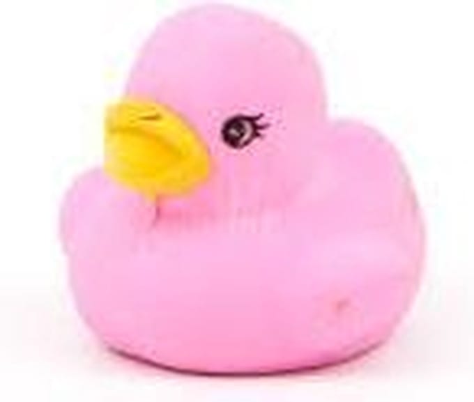 LeuksteWinkeltje gum - Eend - roze - 3.2 cm