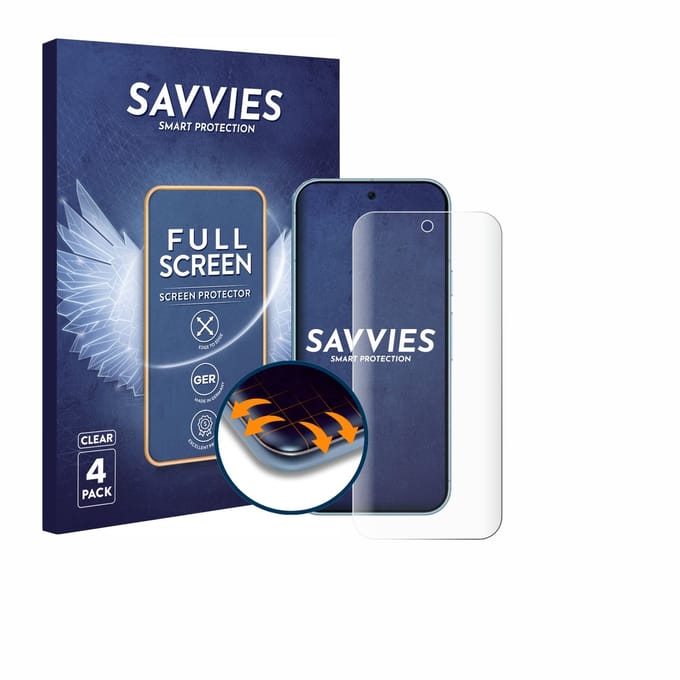 Savvies - Screenprotector voor Google Pixel 9 Pro - Folie Beschermfolie transparant volledig dekking 4 Stuks