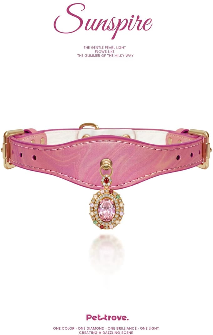 Hondenhalsband Pettrove Laserleer Roze Strass
