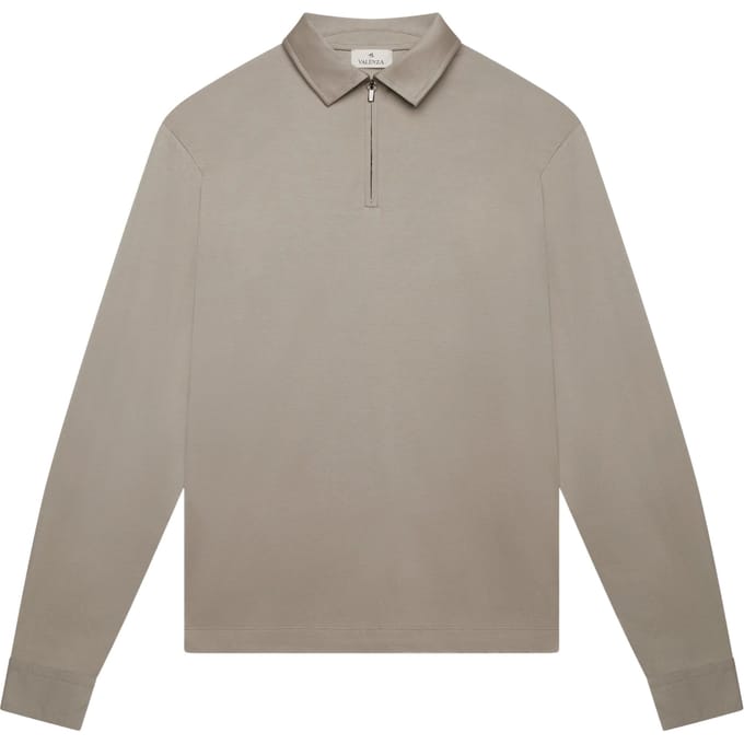 Valenza Supima Polo Zip Collar L/s Polos Taupe 1172