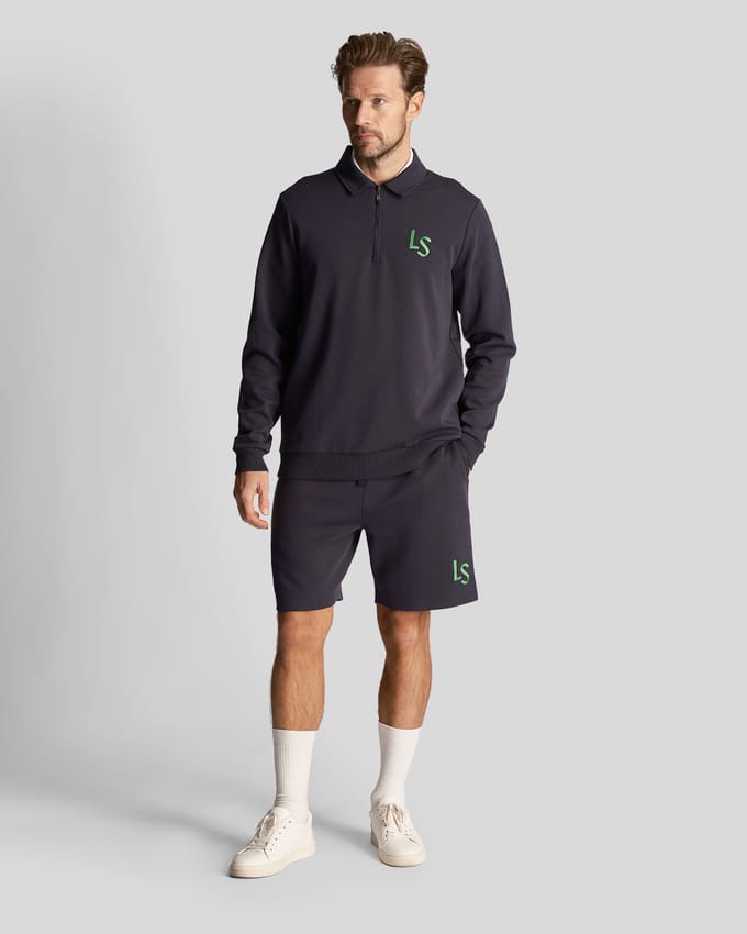 Lyle & Scott Heren Golf LS Logo 1/4 Zip Sweatshirt in Marineblauw