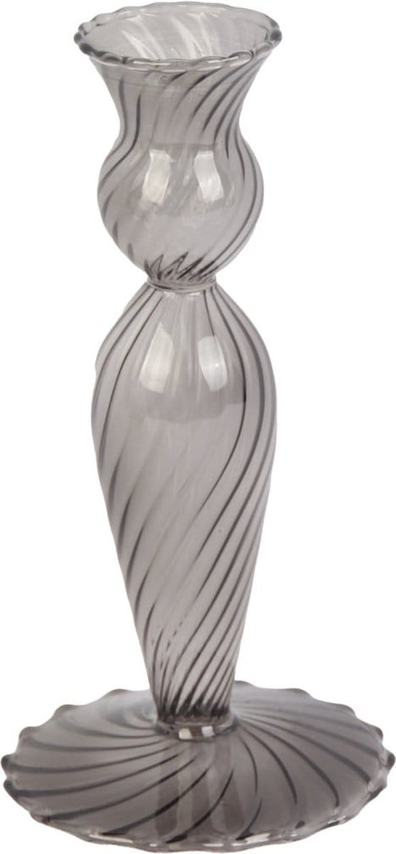 Present Time Kandelaar - Glas Swirl Zwart Klein