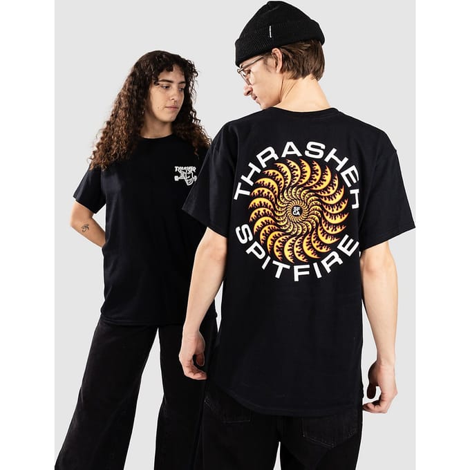 Thrasher X Spitfire Classic Swirl T-Shirt zwart