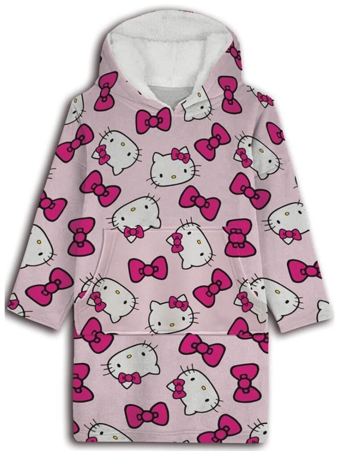 Hello Kitty Hoodie Fleece deken Pink - Kind - One Size (7-14 jaar) - Polyester