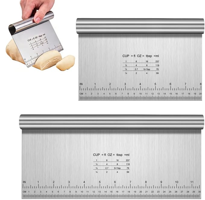 Dailygoods- Deegschraper Roestvrij Staal - Deegsnijder - Deegspatel - Keukenschraper - Antislip - Multifunctioneel Gebruik