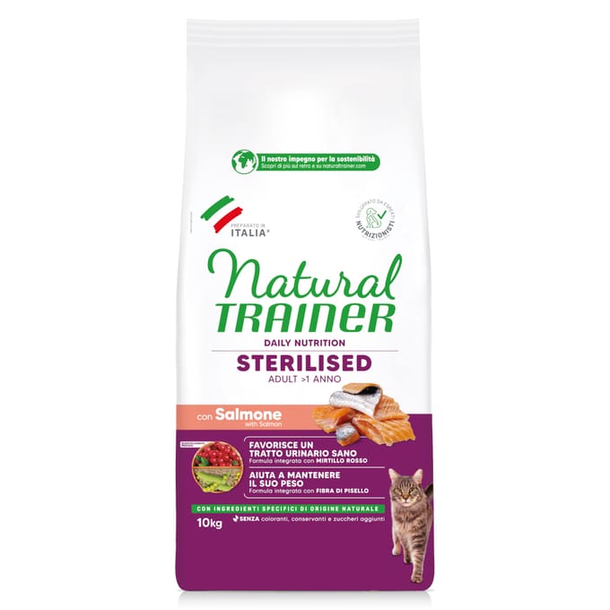 10 kg Sterilised Salmon Natural Trainer Droog kattenvoer