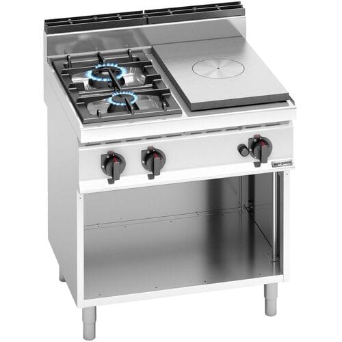 GGM Gastro Glühplatte & Gasherd - 17,5 kW - 2 Brenner Zilver