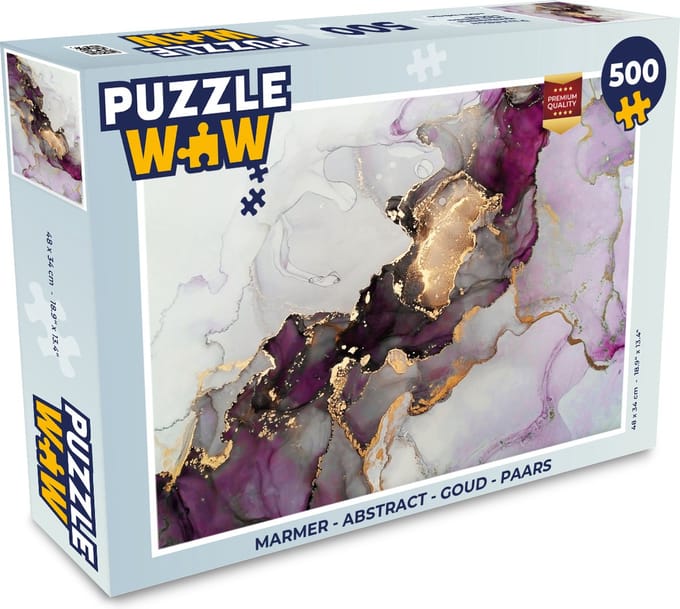 Puzzel Marmer - Abstract - Goud - Paars - Legpuzzel - Puzzel 500 stukjes