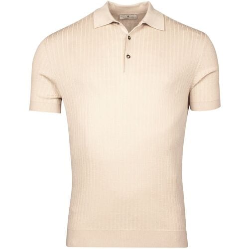 Thomas Maine Fine Rib-Knit Pullover Poloshirt Kitt / male