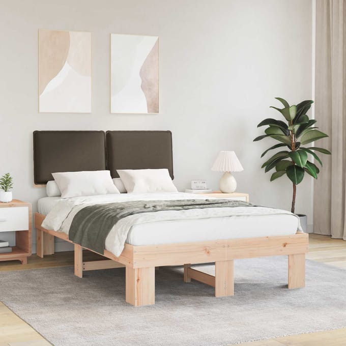 vidaXL - Bedframe - met - Gevoerde - Hoofdbord - Taupe - 120 - x - 200 - cm