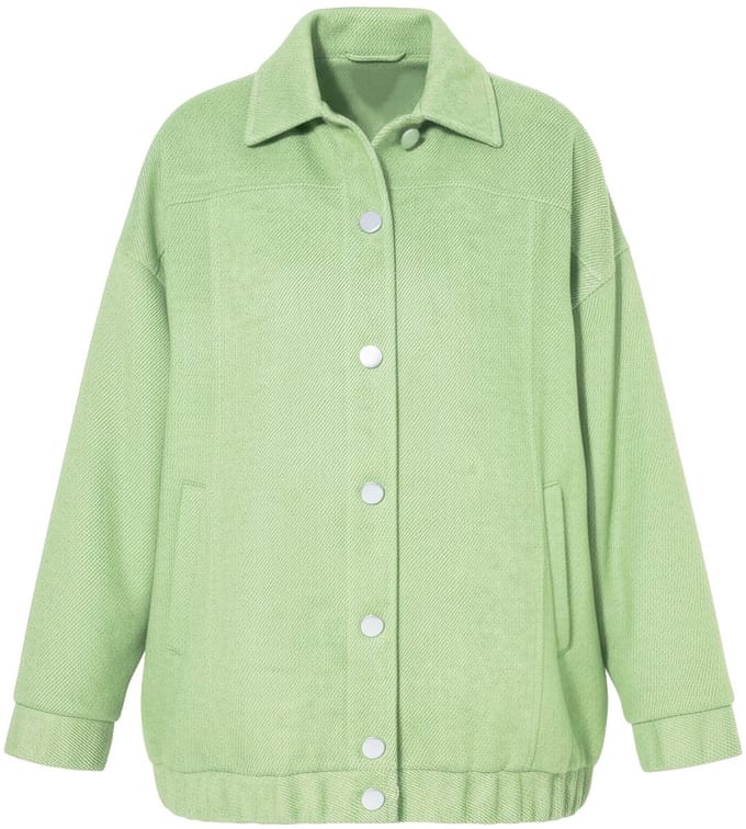 Studio Untold - Dames - Blousonjasje langer en oversized wollen look - Appelgroen - Maat 46+