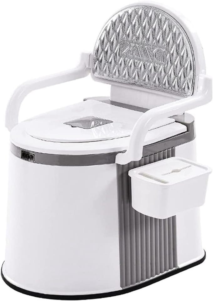 Commode Toiletstoel - Draagbare Zitting - Veiligheid Thuis - 3-In-1 Ontwerp - Tot 150KG - Grijs