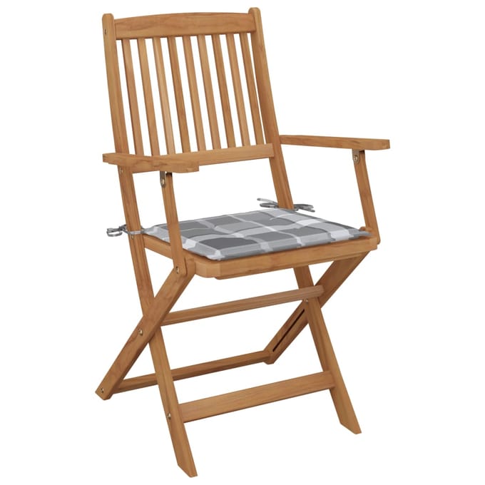 vidaXL - Inklapbare - stoelen - 6 - st - met - kussens - massief - acaciahout