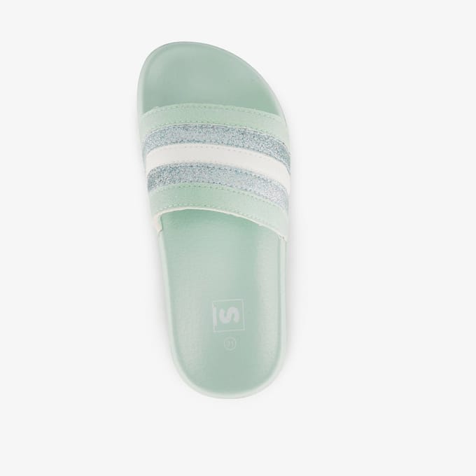 Meisjes badslippers met glitters mintgroen - Maat 29