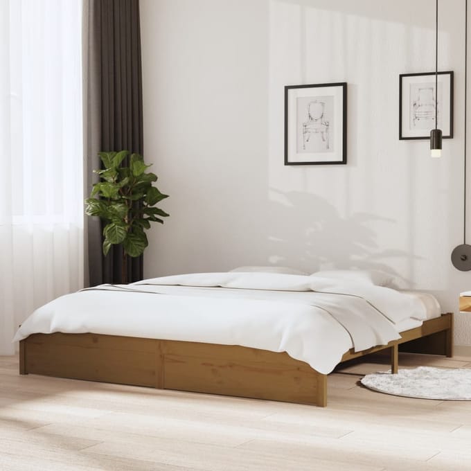 vidaXL - Bedframe - massief - hout - honingbruin - 200x200 - cm