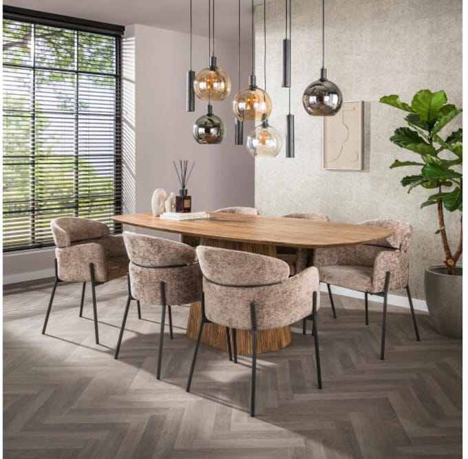 Armstoel ronde rug VPE2 - Rich champagne - eetkamerstoelen set van 2