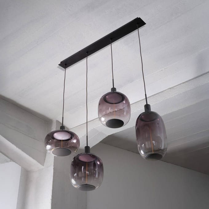 OSRAM Decor hanglamp Needle Linear 4xE27, donkergrijs, staal, individuele lichtscenario's, 2m kabel