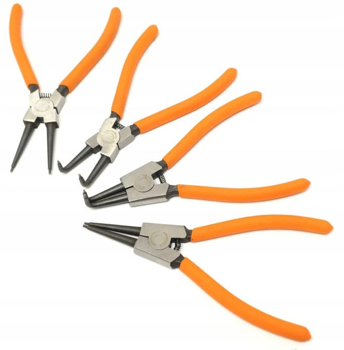 7" borgringtang, set van 4