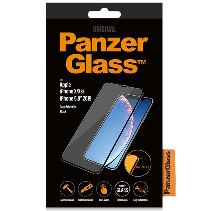 PanzerGlass Screenprotector geschikt voor Apple iPhone 11 Pro / X / XS Glazen | PanzerGlass Edge to Edge Screenprotector - Case Friendly - Zwart