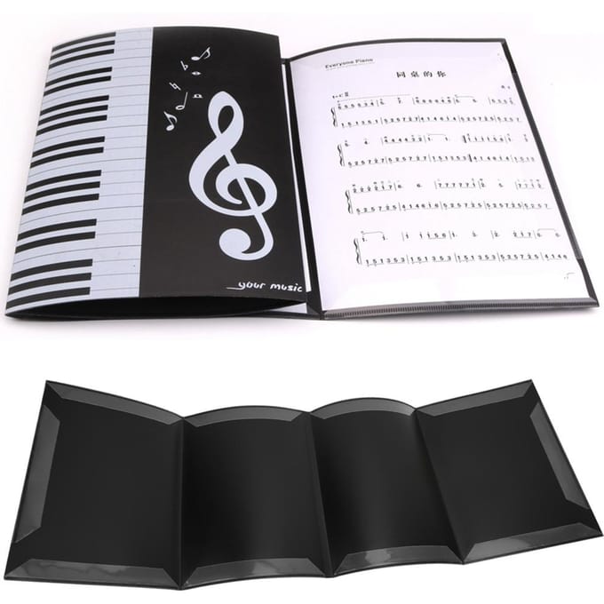 Muziekpartituurmap A4-formaat 4 pagina's Muziekthema Partituurmap voor Pianist black